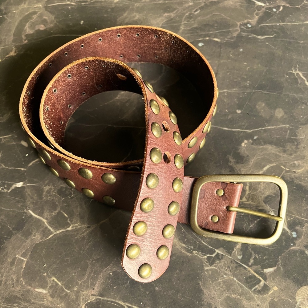 Linea Pelle Leather Belt Wide Leather Belt Riveted